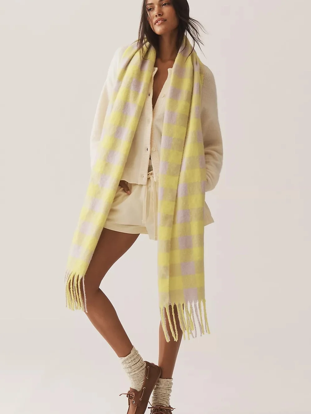 Maeve Brushed Gingham Scarf New Without Tags